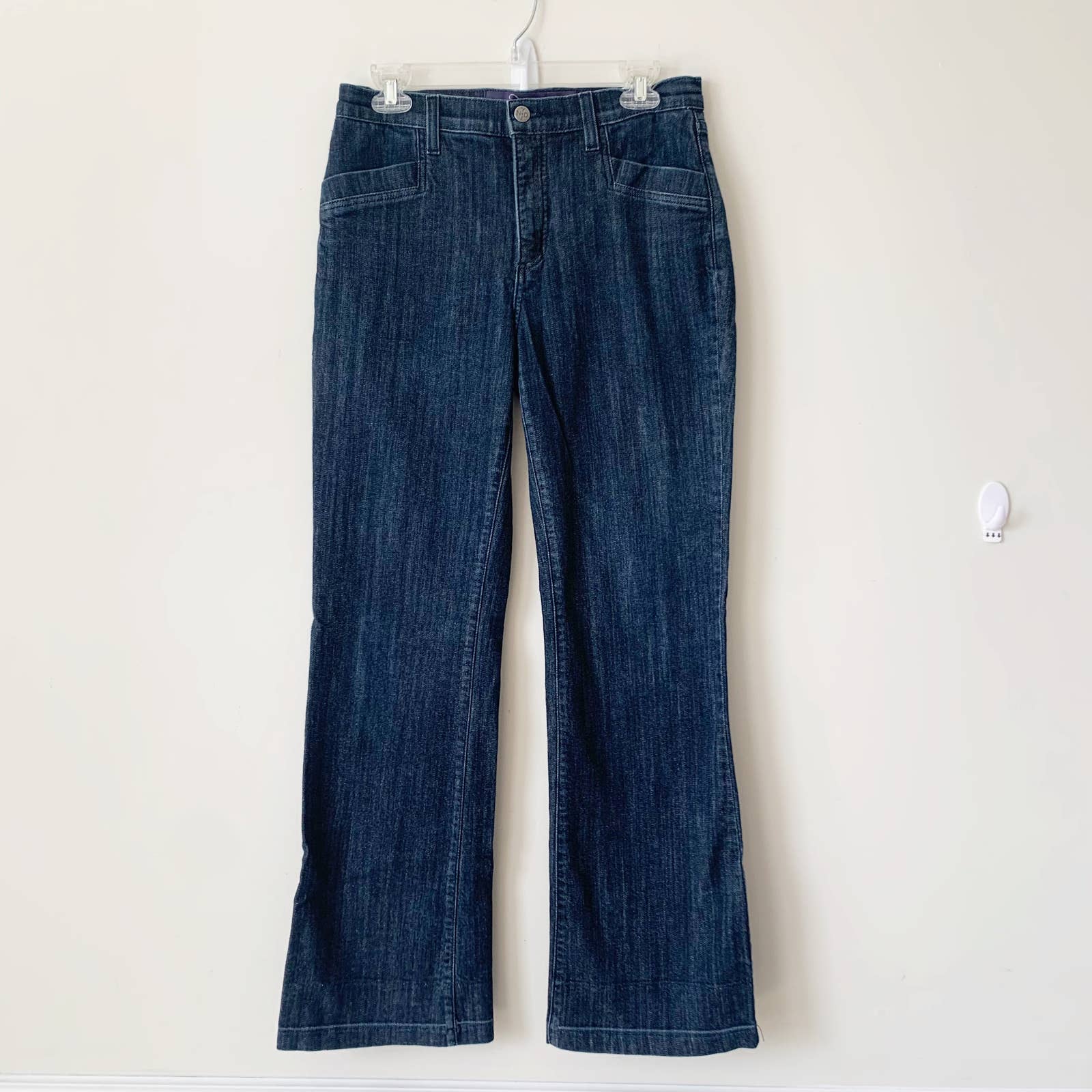 Nydj Jeans Size 8 Dark Wash Denim High Rise Blue Stretch Bootcut Made In Usa
